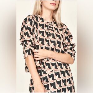 NWT Mirth Santanyi Top Clay Parquet Print NWT Handmade India Blouse Size M $298